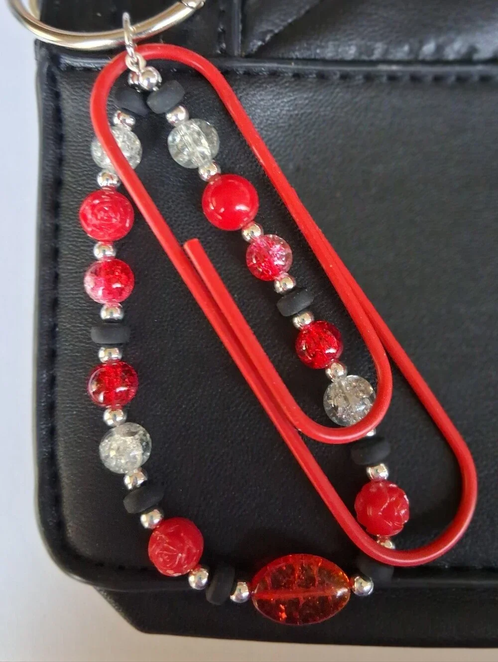 Fun School Red & Black Paperclip Purse Charm or Keychain